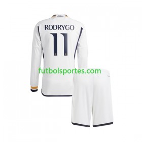 Camiseta Real Madrid Rodrygo Goes 11 Niño Primera Equipación 2023/2024 Manga Larga